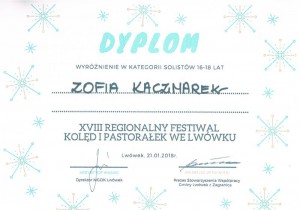 Dyplom Zosii 2018