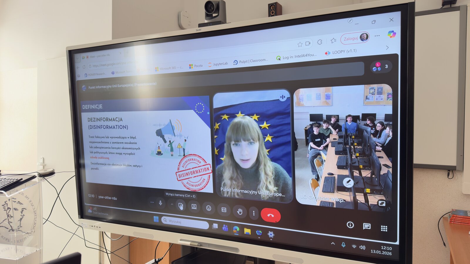 Dezinformacja pod lupą – prawda czy manipulacja? Zajęcia online uczniów klas IIIb i Ia z pracownikiem Biura Parlamentu Europejskiego